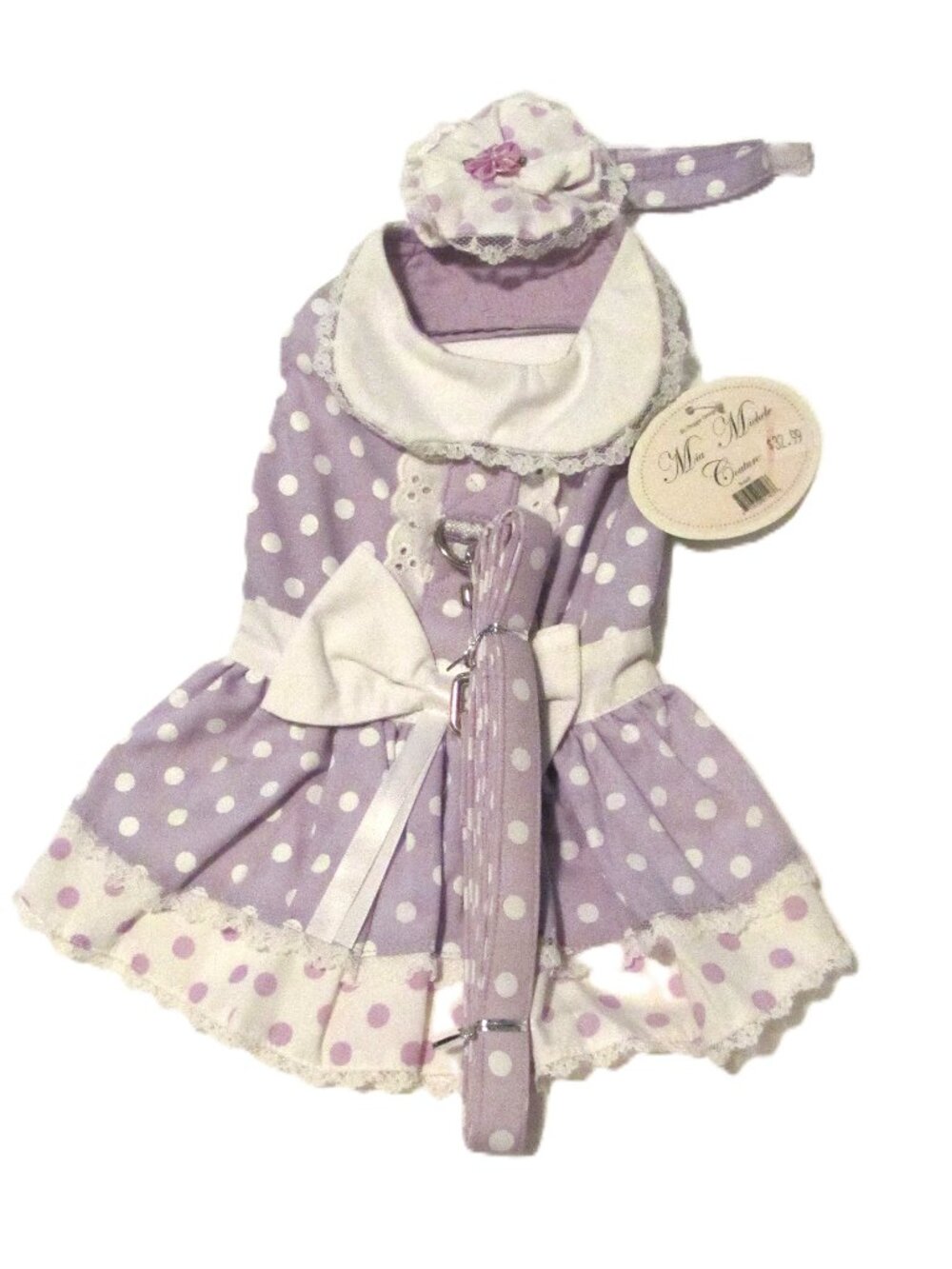Lavendar Purple Polka Dot Pet Dress Set (S)